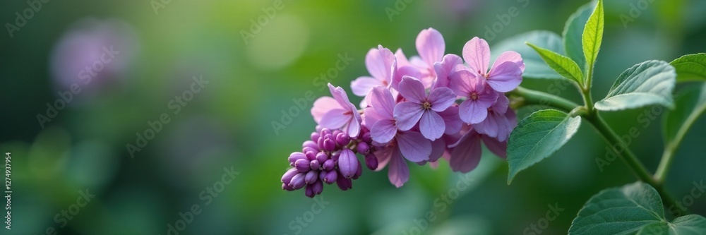 Obraz premium Soft lilac and gray tones blend into each other on a textured pepper plant stem, natural, foliage, lilac