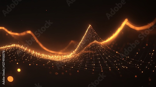 Abstract glowing graph with rising trend line symbolizing business growth and data-driven success.