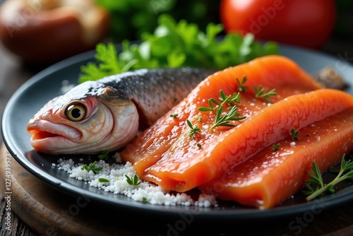 italienischer Thunfisch im Vergleich mit anderen fischenarten, Fishmonger, FishComparison, FarmersMarket photo