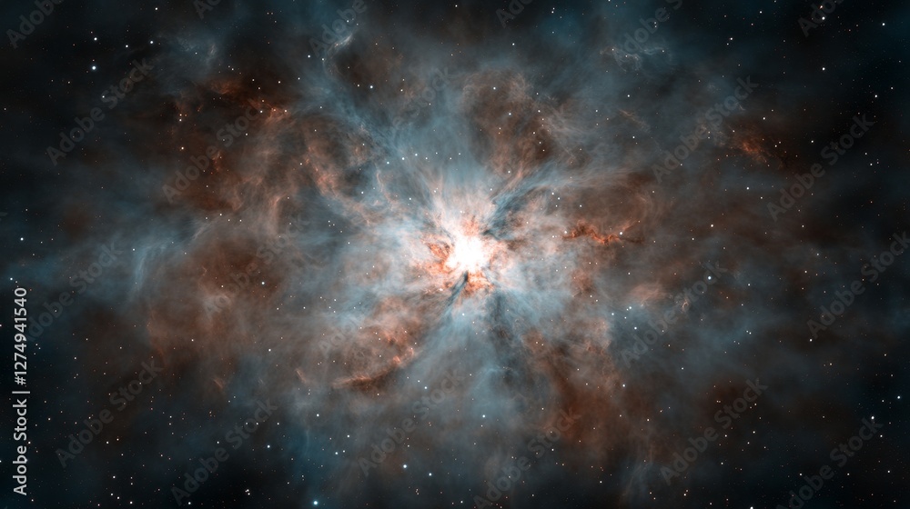 Obraz premium Colorful Nebula with Swirling Patterns Against a Starry Background
