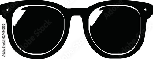 Eye Glasses Silhouette, Pictogram, Front View, Flat Style, can use for Logo Gram, Apps, Art Illustration, Template for Avatar Profile Image, Website, or Graphic Design Element. Vector Illustration