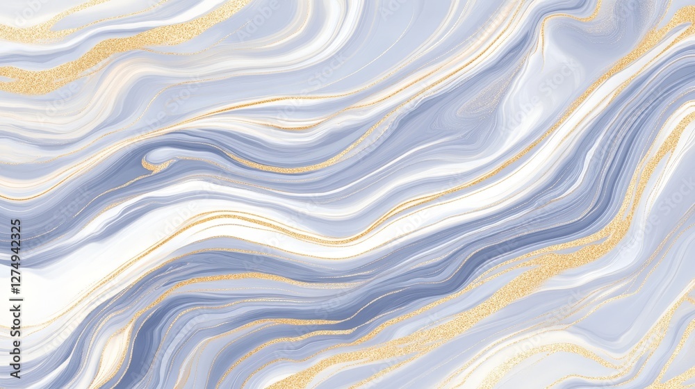 Obraz premium Elegant Marbled Texture with Deep Blue and Gold Swirls for Background Design