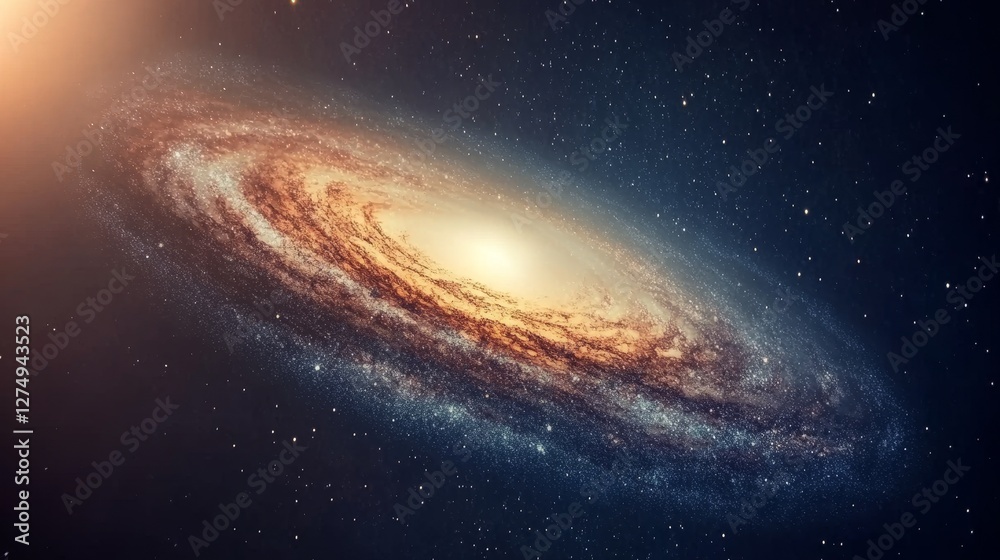 Fototapeta premium Stunning Swirling Galaxy Effect with Bright Cosmic Elements in Space