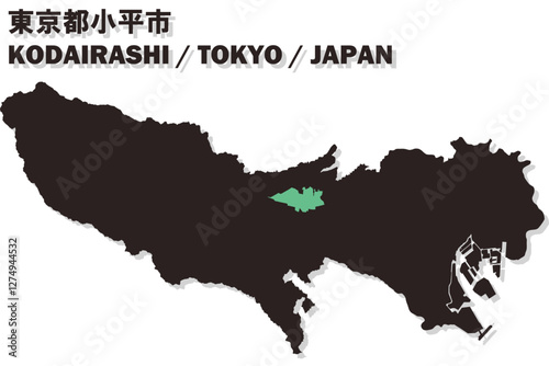 日本地図-東京都-小平市ベクターイラストマップ