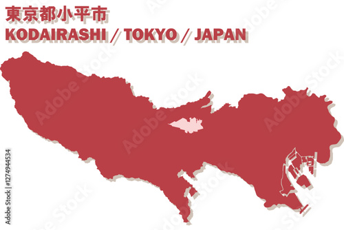 日本地図-東京都-小平市ベクターイラストマップ