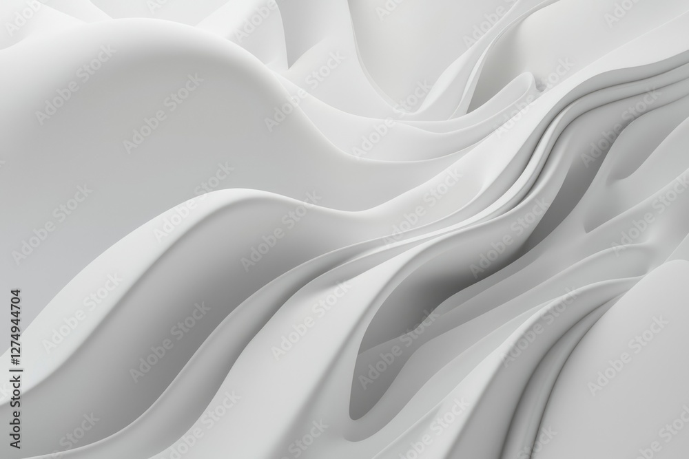 Fototapeta premium Abstract white wavy folds. Background curves. Possible use digital art background