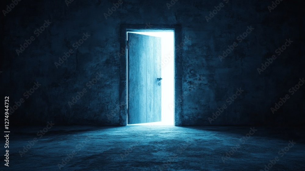 Light Flows from a Source Through an Open Door with Clear Gradient Effect Light Flows from a Source Through an Open Door with Clear Gradient Effect