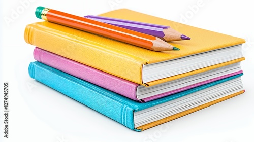 Wallpaper Mural Colorful Notebooks and Pencils on White Background Torontodigital.ca