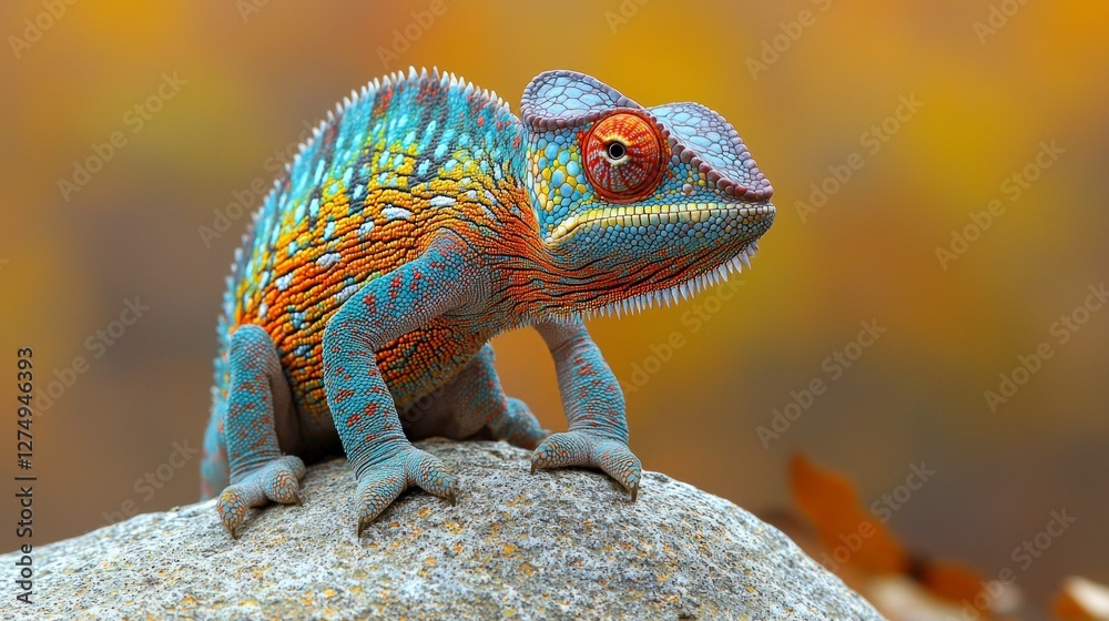 Vibrant Chameleon on Rock Jungle Reptile Colorful Lizard Wildlife Photography Vibrant Chameleon on Rock Jungle Reptile Colorful Lizard Wildlife Photography