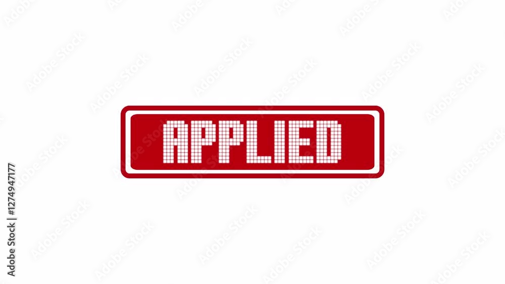 Red Applied Stamp Animation on White Background for Accepted and Validated Documents, Animated Red Applied Stamp on White Background for Approved and Confirmed Status. Red Applied Stamp Animation on White Background for Accepted and Validated Documents, Animated Red Applied Stamp on White Background for Approved and Confirmed Status.
