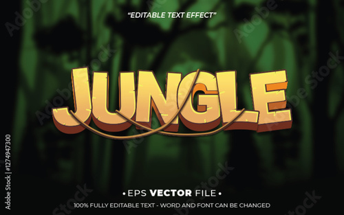 Jungle text effect editable vector template realistic 3d style