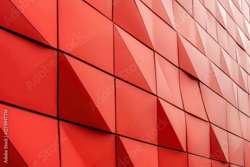 Red triangular facade texture photo