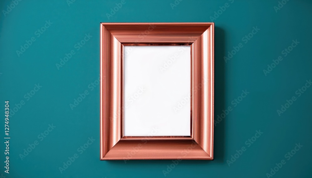 Copper Photo Frame Mockup Against a Vibrant Teal Backdrop Elegant Accessory Adding a Pop of Luxury and Modernity to Your Digital Art or Home Decor Copper Photo Frame Mockup Against a Vibrant Teal Backdrop Elegant Accessory Adding a Pop of Luxury and Modernity to Your Digital Art or Home Decor