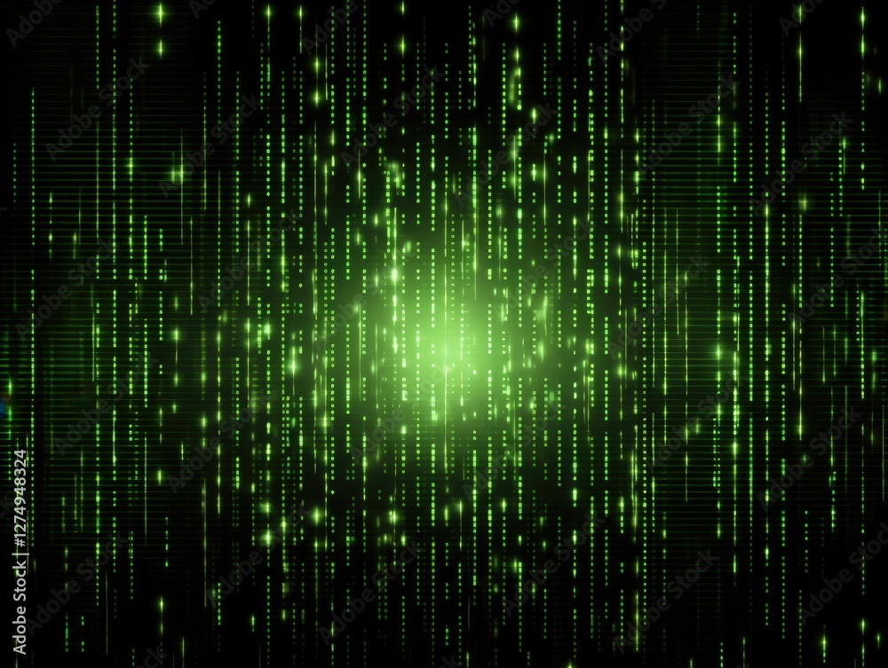 Green digital data cascade background. Use digital marketing, finance Green digital data cascade background. Use digital marketing, finance