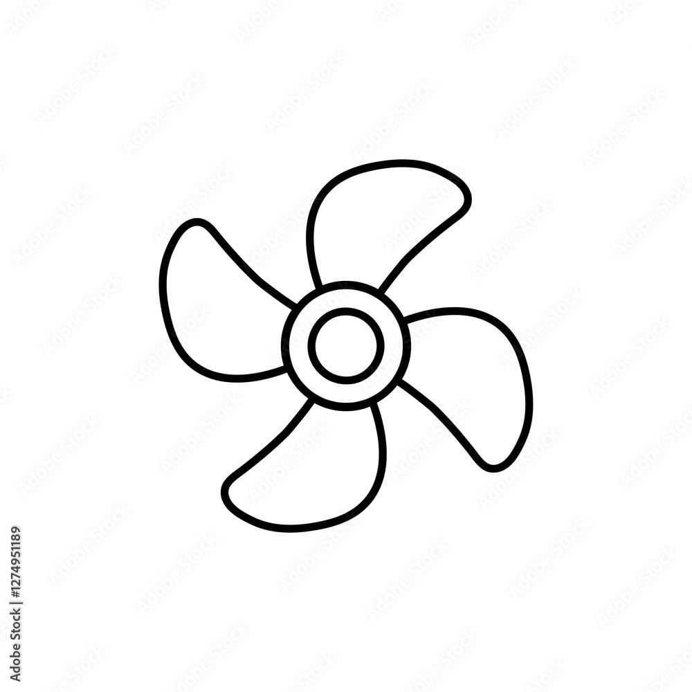 Airflow with Cooling Fan, vector linear illustration for web and app..eps Airflow with Cooling Fan, vector linear illustration for web and app..eps