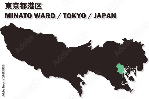 日本地図-東京都-港区ベクターイラストマップ