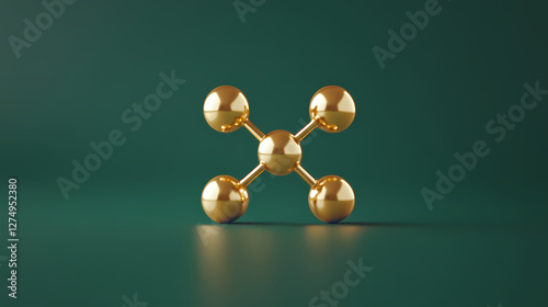 Golden Molecular Model on Deep Green Background