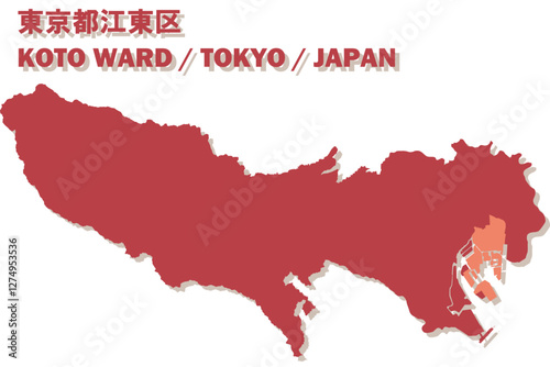 日本地図-東京都-江東区ベクターイラストマップ