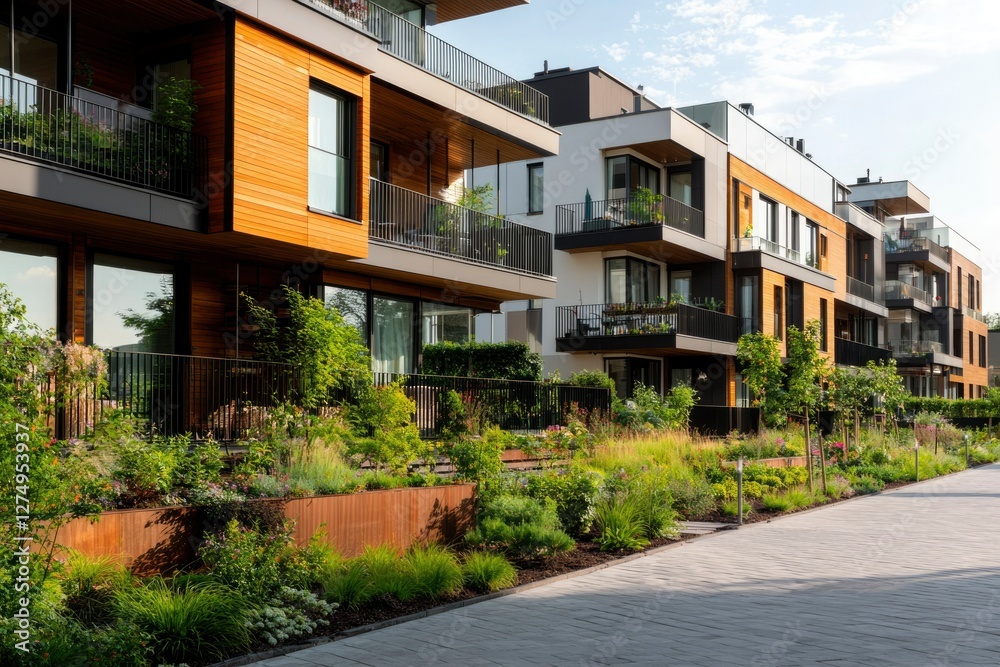Modern apartments with lush gardens offer upscale living in tranquil neighborhood Modern apartments with lush gardens offer upscale living in tranquil neighborhood