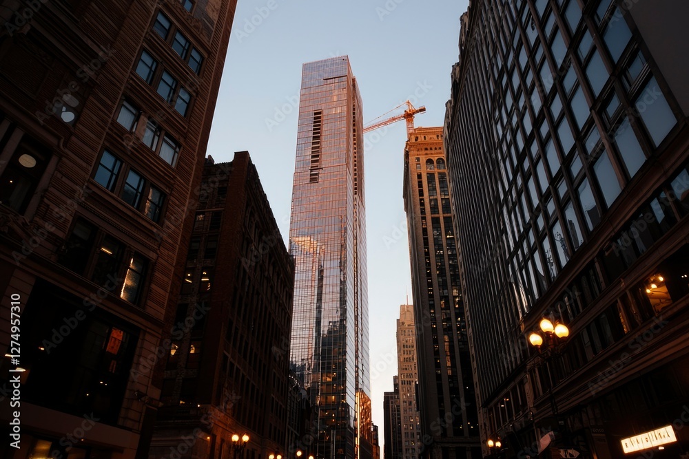 Fototapeta premium Chicago Skyline Modern Skyscraper Construction