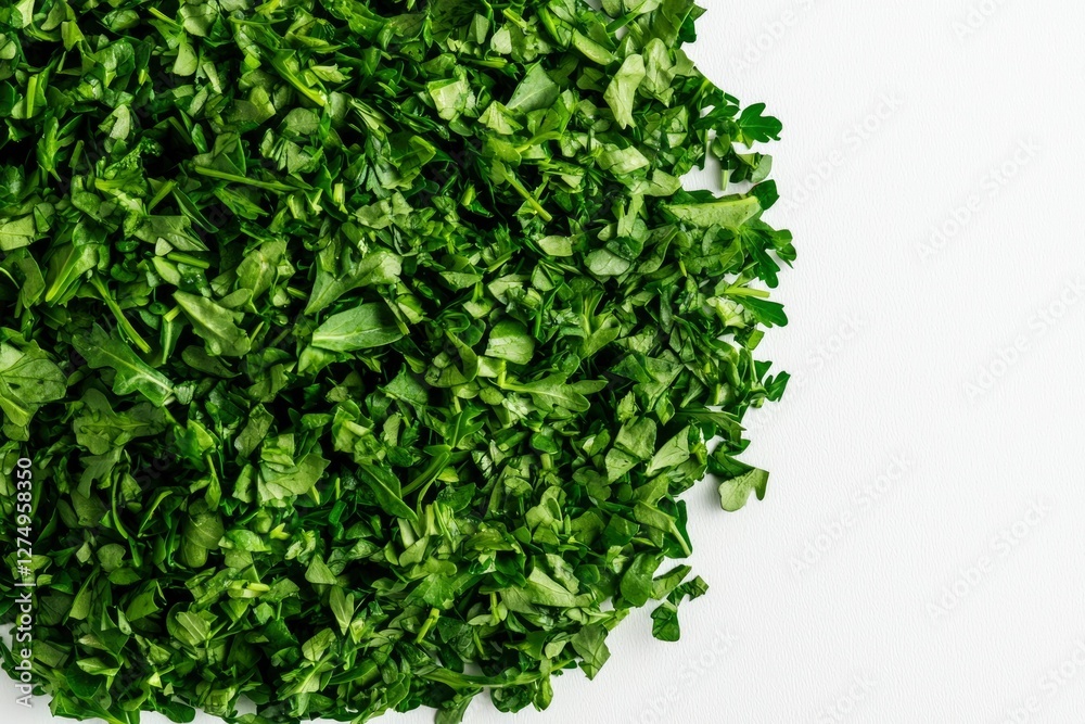 Obraz premium Chopped Fresh Parsley on White Background