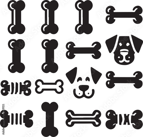 Pets & Animals vector, dog bone vector set, dog bone vector silhouette vector black and white, dog silhouette art