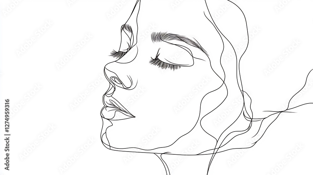 simple black line art portrait on white simple black line art portrait on white