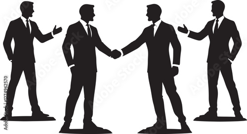 Business man handshake black silhouette vector