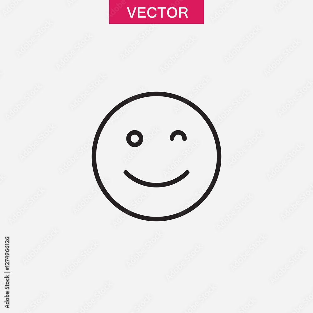 Smile Wink Icon, vector simple linear illustration for web and app..eps Smile Wink Icon, vector simple linear illustration for web and app..eps