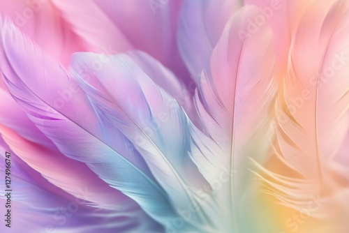 Pastel feathers background, soft light, design texture