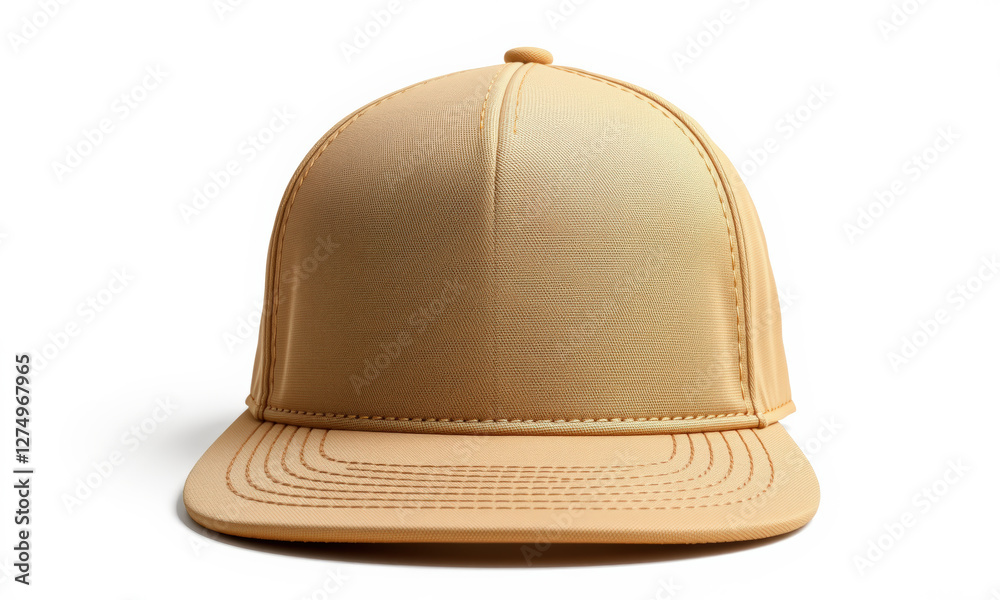 Fototapeta premium plain beige baseball cap mockup with structured design, perfect for showcasing custom designs or branding. Ideal for fashion and promotional use