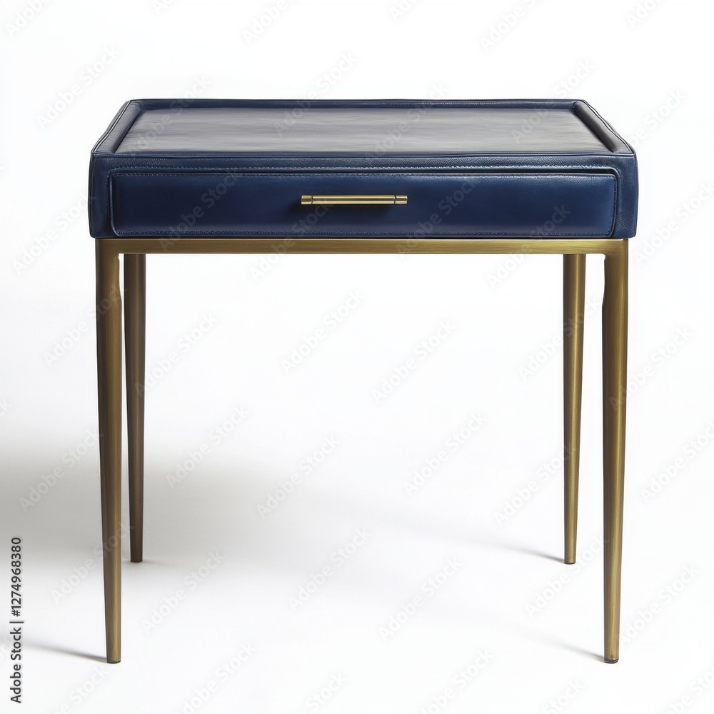 compact writing table in navy leather compact writing table in navy leather