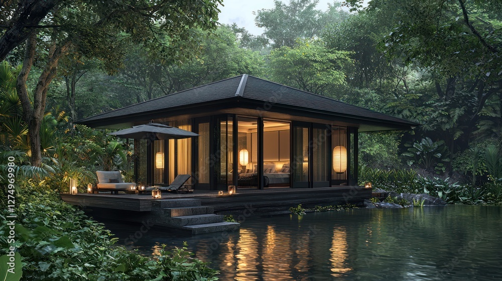 Tranquil Modern Pavilion Nestled In Lush Tropical Forest Tranquil Modern Pavilion Nestled In Lush Tropical Forest