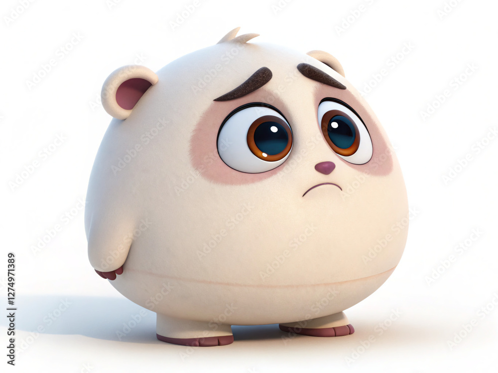 Fototapeta premium Cute piggy emoji emoticon emotion cartoon character 3d rendering with isolated on white