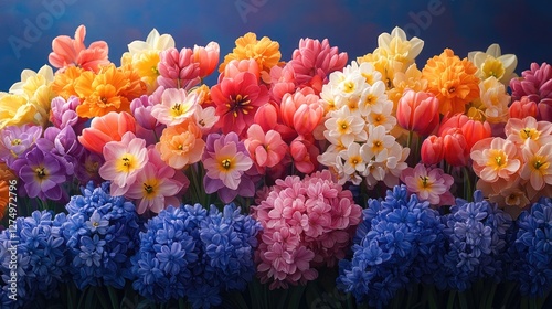 Vibrant Spring Flowers Bouquet, Colorful Display photo