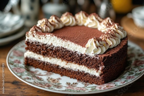 Wallpaper Mural Slice Of Tiramisu Cake On Decorative Plate Torontodigital.ca