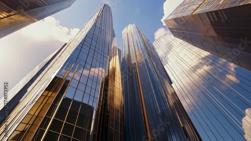 Wallpaper Mural Modern skyscrapers at sunset with cloudy sky Torontodigital.ca