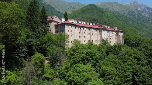Wallpaper Mural Drone ascending to reveal Rila Monastery with Rila mountains in the background Torontodigital.ca