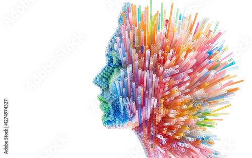 Straw Portrait on transparent background PNG. photo