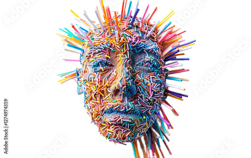 Plastic Straw Art on transparent background PNG.