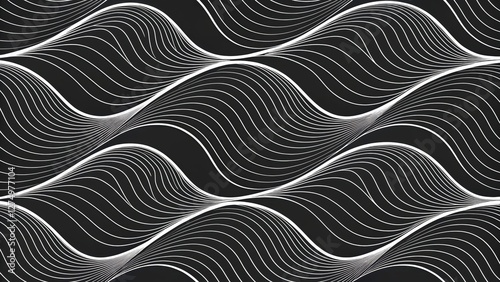 Seamless Abstract Wavy Line Pattern in Black and White