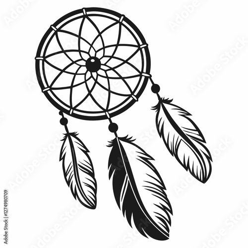 dream catcher silhouette vector illustration