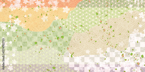 桜　和紙　模様　背景　