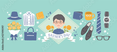 かわいい父の日のイメージイラスト　バナーデザイン
