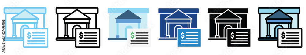 Government Bond multi style, mini illustration icon. outline, flat, glyph, line color. For UI, UX, app and web, digital or print. For  education, business, economy, financial theme.
