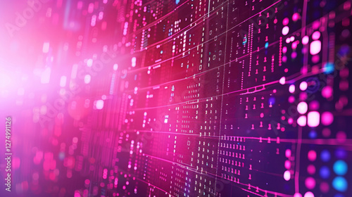 Wallpaper Mural Digital data visualization with vibrant pink and purple colors Torontodigital.ca