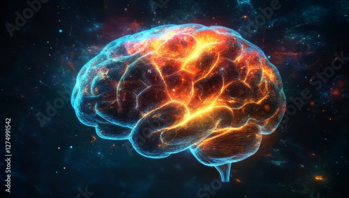 Wallpaper Mural Glowing brain, cosmic background, energy, idea concept Torontodigital.ca