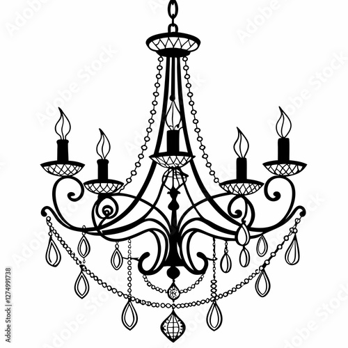 chandelier silhouette vector illustration