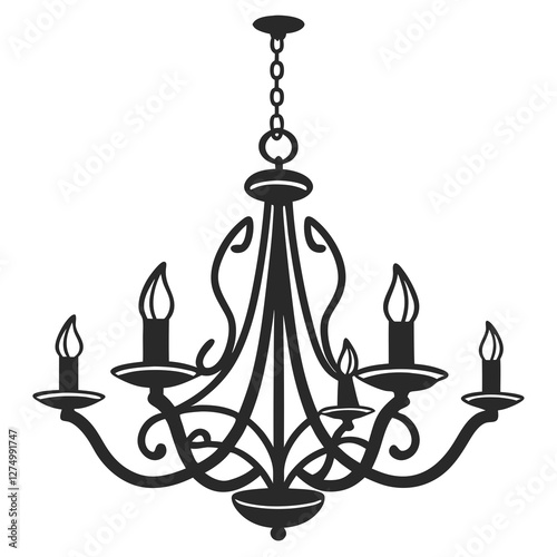 chandelier silhouette vector illustration