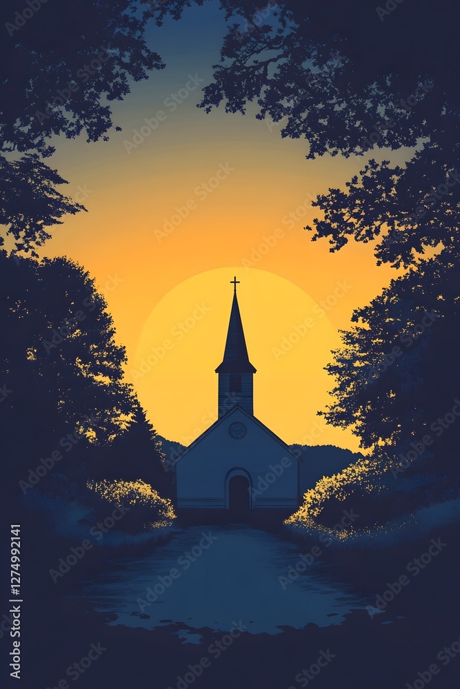 Fototapeta premium The Light, Shadow, and Tranquility Under the spire of the Old Church